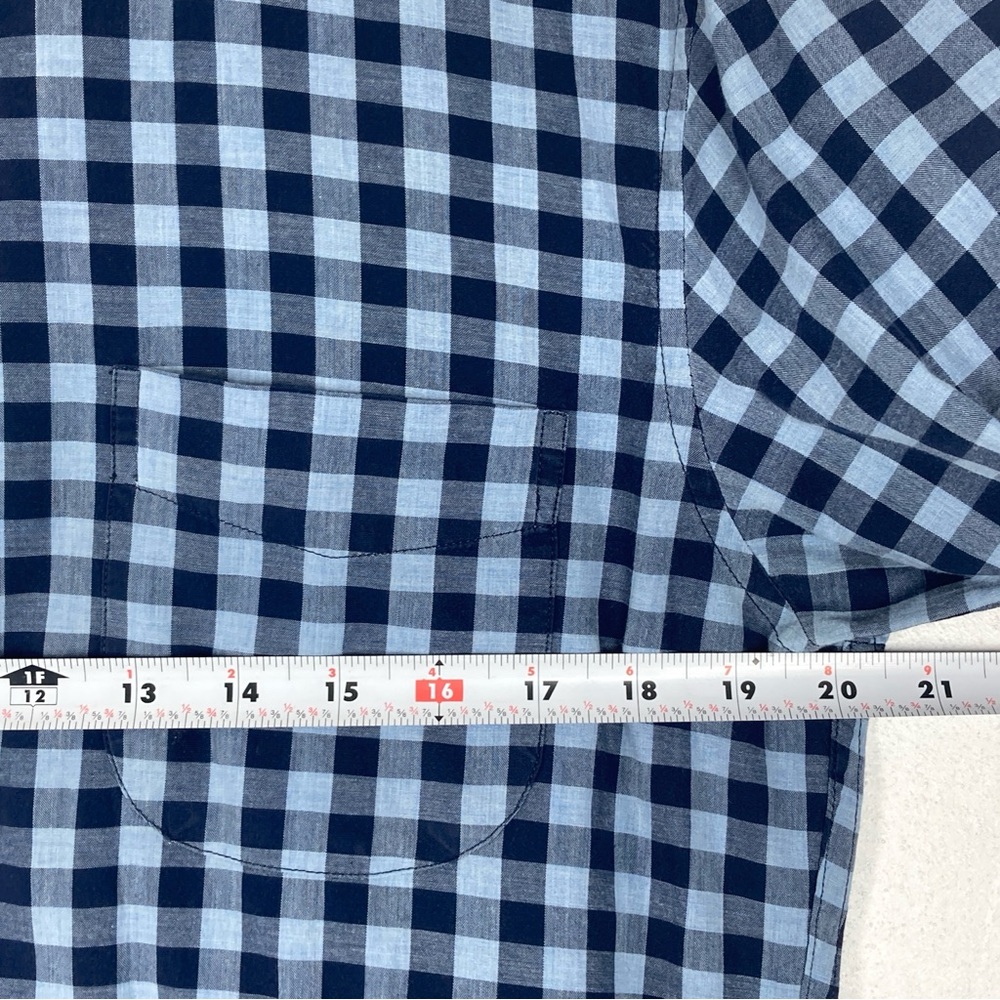 J. Crew Men's Medium Lightweight Slim Fit Gingham Button-Down Shirt Blue Cotton - Picture 9 of 16